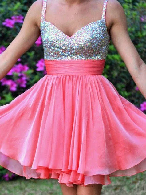 Clearance Sale Homecoming Dress Rhinestone Straps Short Prom Dress Party Dress JK137