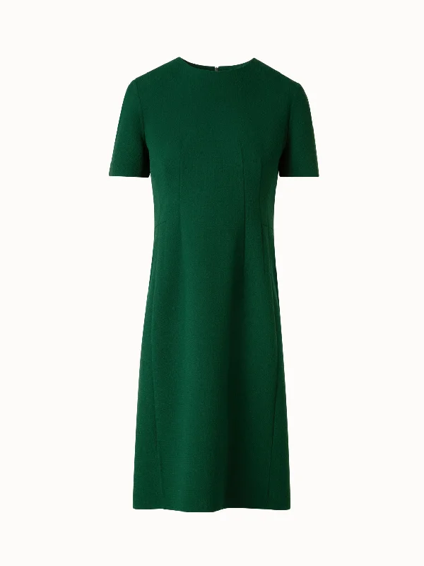 Overstock chic dressShort Sleeves Sheath Dress in Wool Double-Face