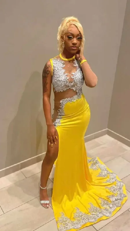 Overstock casual slip dressYellow Appliques Lace Evening Dress Black Girl Mermaid Party Dress, DP2385 Overstock casual slip dressYellow Appliques Lace Evening Dress Black Girl Mermaid Party Dress, DP2385