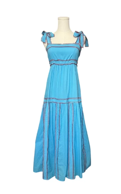 Price Reduction Lane Maxi Dress Sky Blue with Red