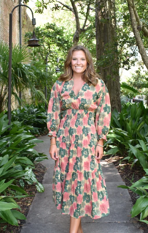 Act Fast Jacqui Midi Dress Tea Floral