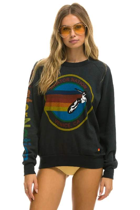 sporty casual hoodieAVIATOR NATION SWEATSHIRT - CHARCOAL