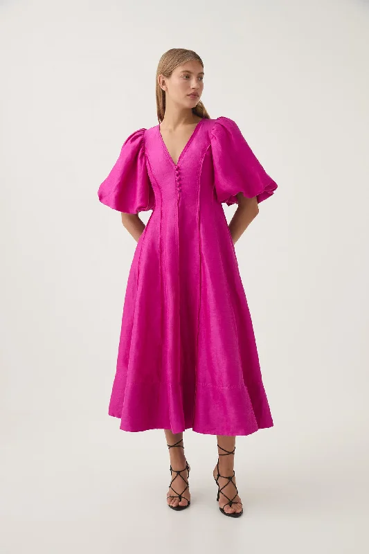 Online Specials stylish dressDusk Puff Sleeve Midi Dress