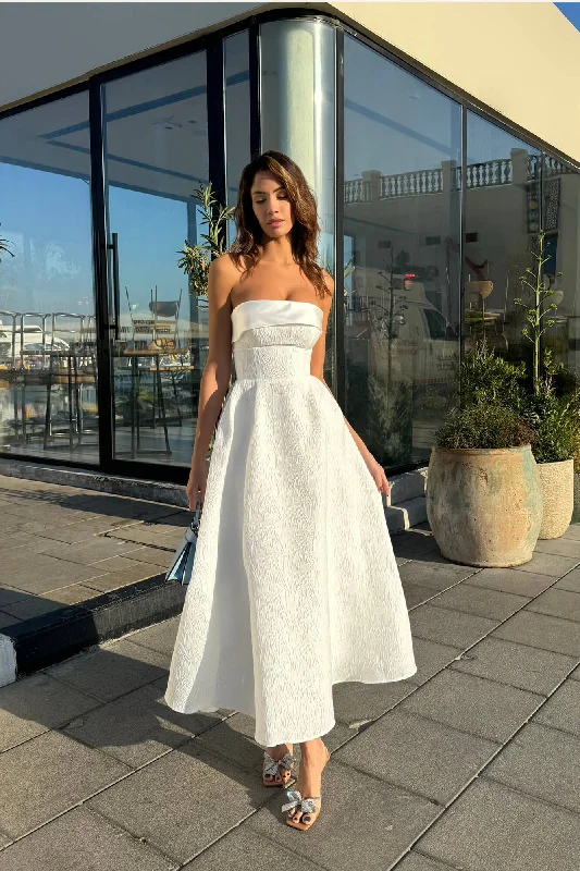 Anniversary Sale Jacquard Midi Dress with Satin Turn-up