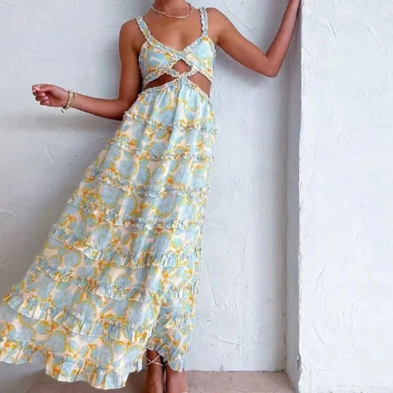 Great Bargains cocktail dressKittenAlarm - Hannah Sleeveless Ruffle Maxi Dress