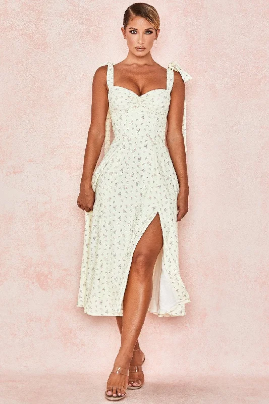 Price Break Fleur de Paris Floral Split Midi Dress