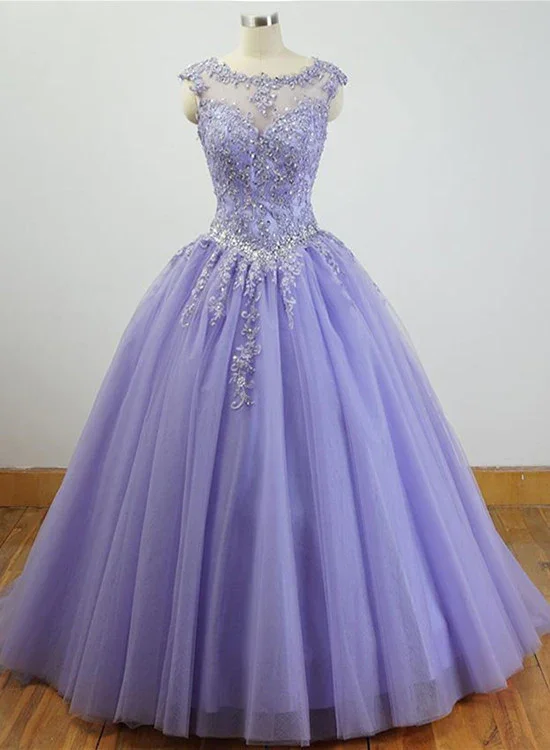 stylish party dressGorgeous Quinceanera Dresses With Applique And Beading, Purple Ball Gown Y1252