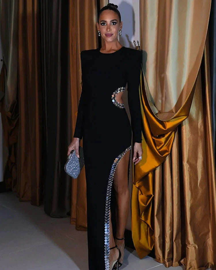 Limited Time Discount elegant evening dressNeema - Embellished cut-out dress