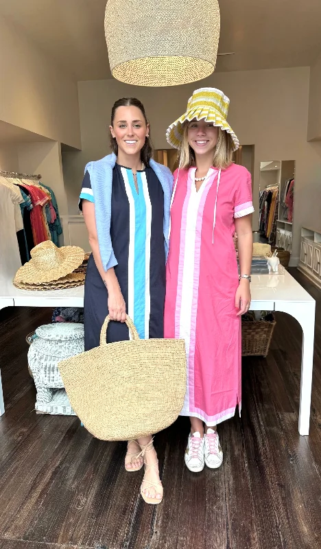 Savings Alert Sara Maxi Dress Short Sleeve Pink with Stripe