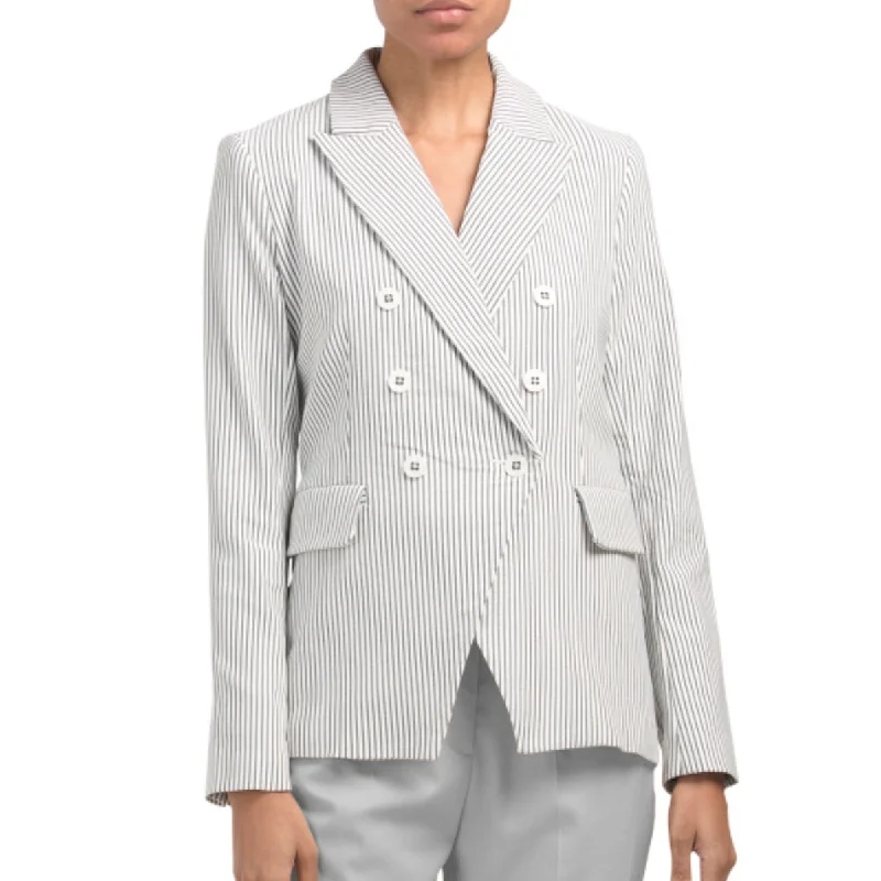 Price Meltdown CAROLINA BELLE Striped Classic Fit Double Breasted Blazer