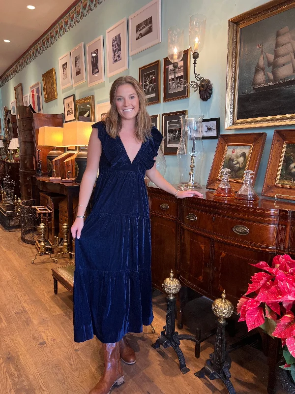 YEAR-End Sale Savannah Midi Dress Navy Velvet