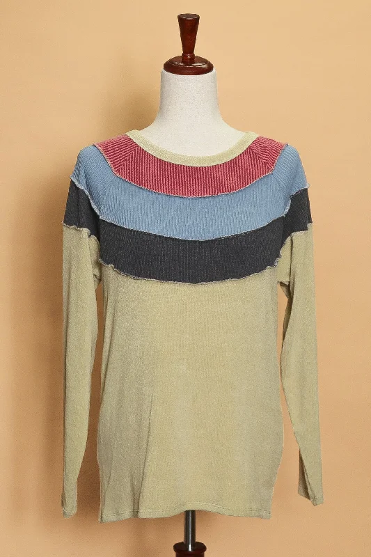 Low Prices Color Block Exposed Seam Sweater (6pc)