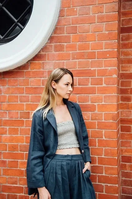 Bonus Savings Women linen blazer - Charcoal