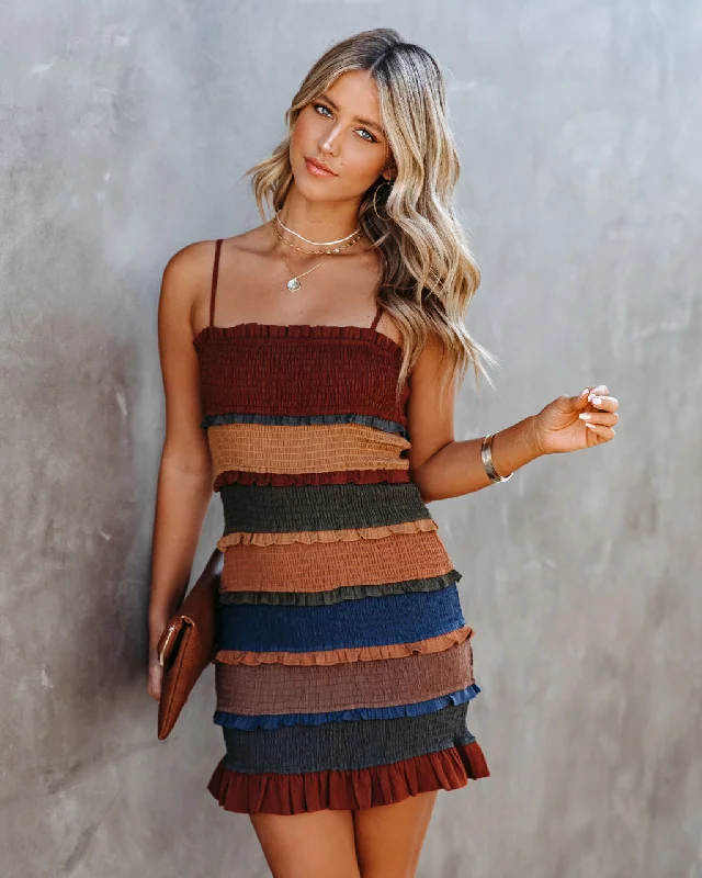 Weekend Deal chic wrap dressAliza Smocked Ruffle Tiered Mini Dress - FINAL SALE