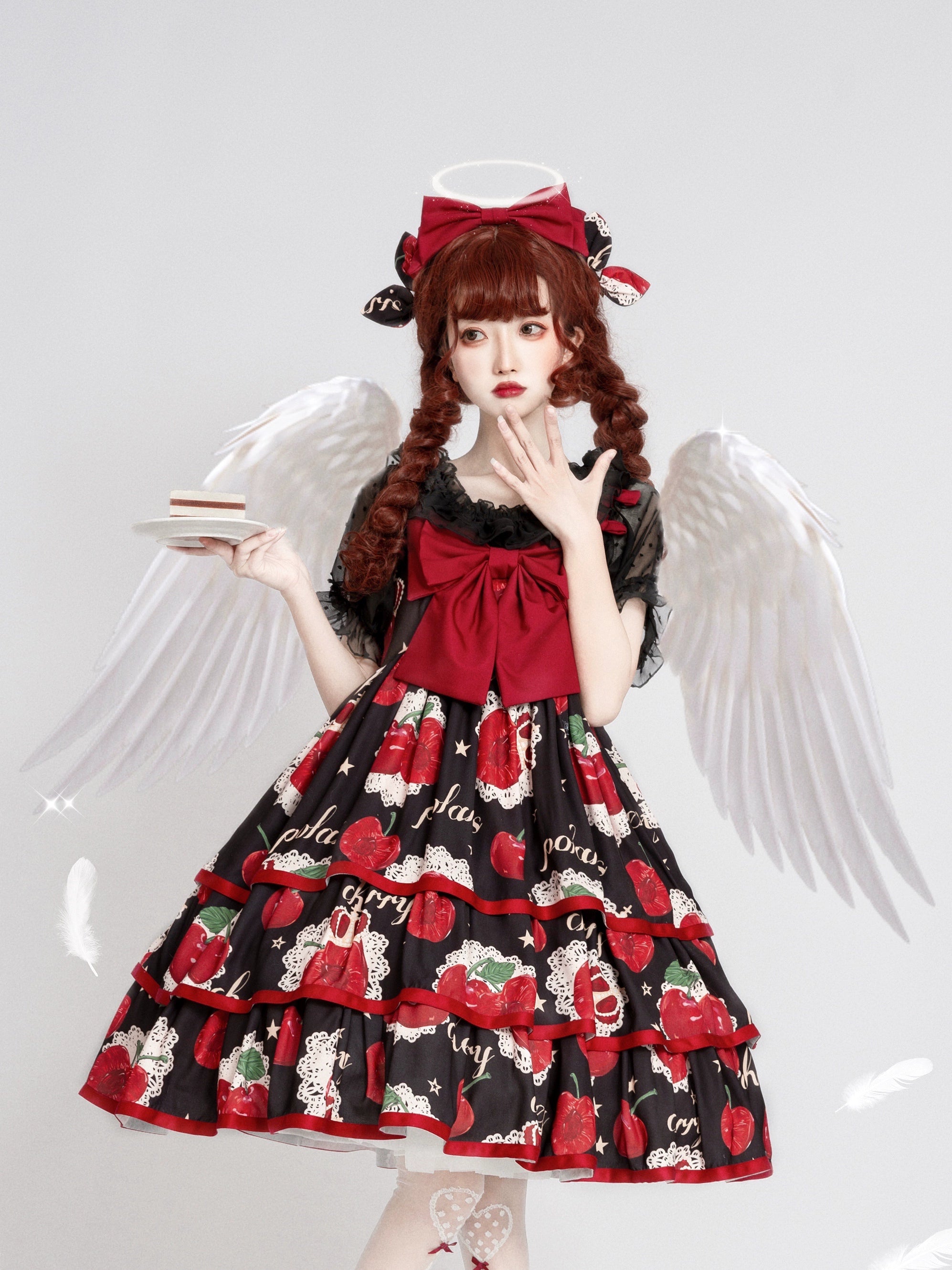 elegant maxi dressPolaris Lolita~Cherry Crown~Sweet Lolita JSK Three-tiered Dress