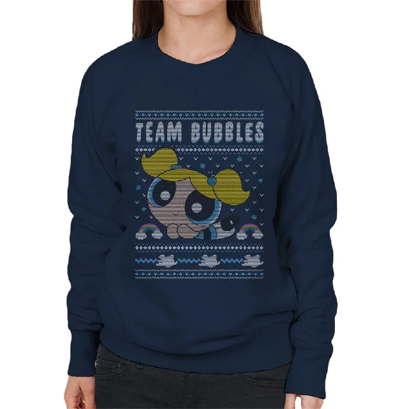 cool workout sweatshirtPowerpuff Girls Christmas Team Bubbles Women's Sweatshirt