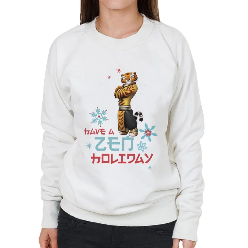 chic fitness hoodieKung Fu Panda Christmas Tigress Have A Zen Holiday Women's Sweatshirt