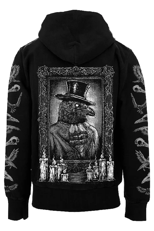 Can't Be Beat Victorian Goth Gentleman Crow Hoodie w/ Raven Sleeves