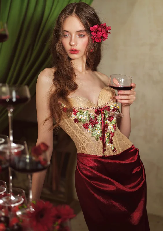 Clearance Sale Strawberry Pinot Noir Corset Dress