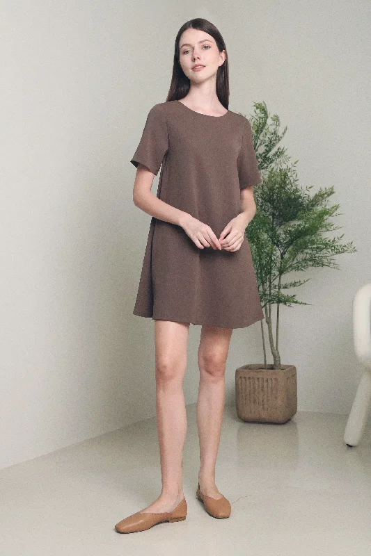 Exclusive Offers Haig Scoop Neck Shift Dress Brown