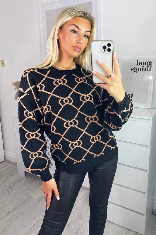 New Deals floral midi dressLeyla Black Geo Print Long Sleeve Jumper