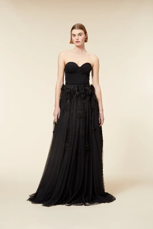 Instant Discount FLORAL EMBROIDERY TAFFETA CORSET DRESS