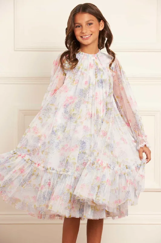 Weekend Deal Hydrangea Long Sleeve Kids Dress