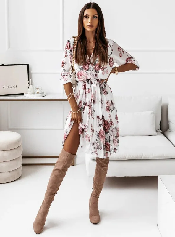 Customer Appreciation Sale textured dressTruffle Floral Tie Dress - FINAL SALE