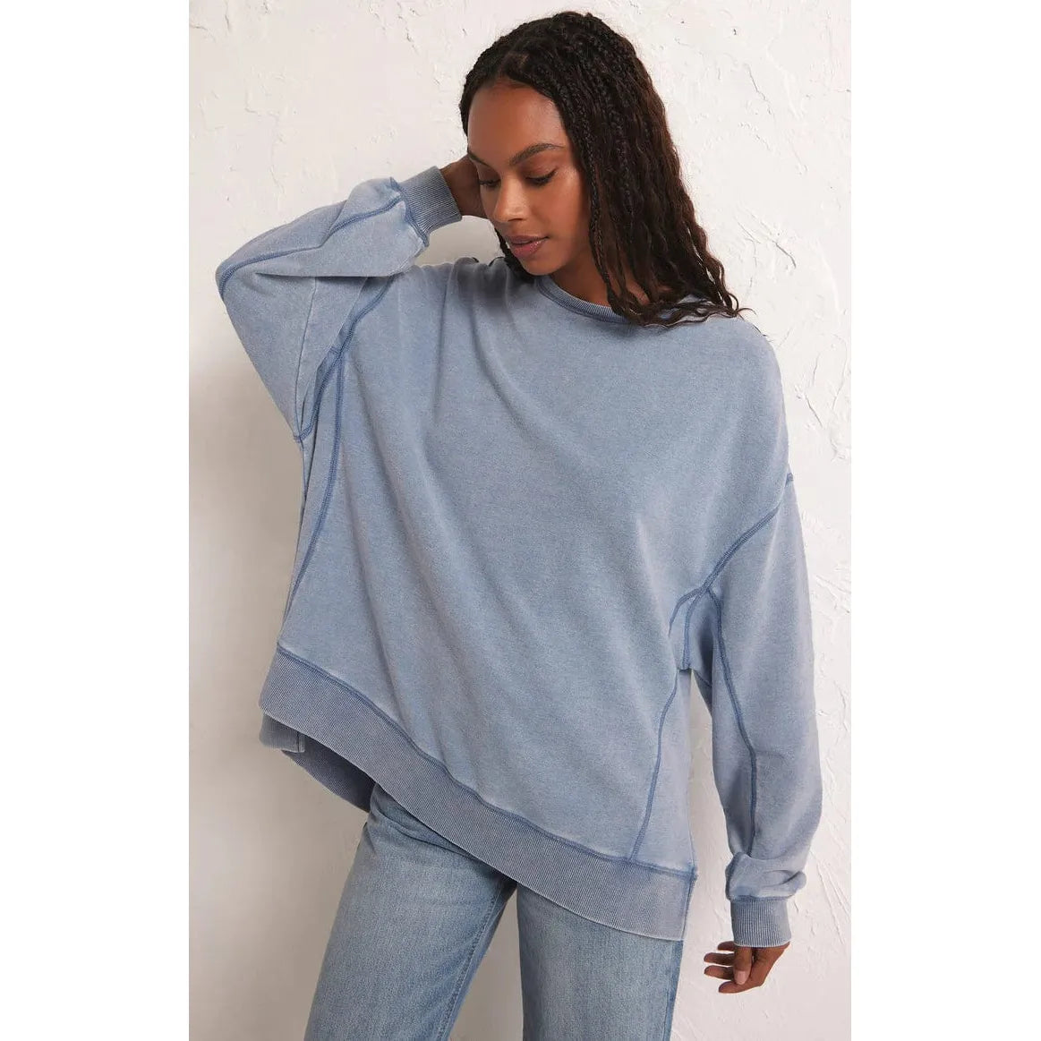Online Exclusive athletic streetwear sweatshirtZ Supply Knit Denim Modern Weekender