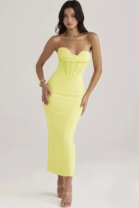 One-DAY Sale Elegant Enigma Bodycon Corset Cocktail Midi Dress