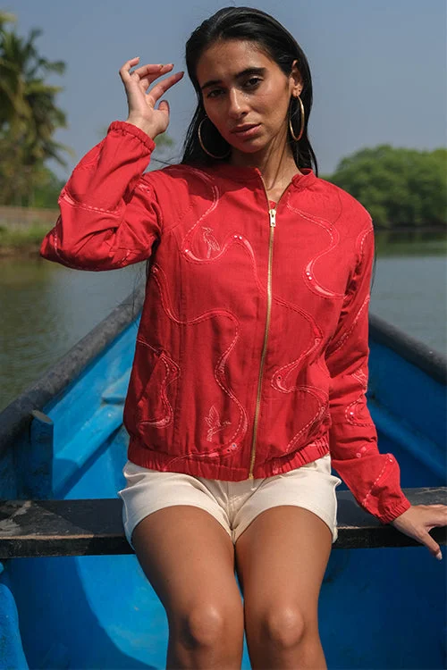 sleek jacketOkhai 'Maritime' Pure Cotton Hand Embroidered Bomber Jacket