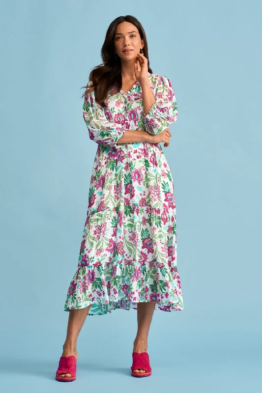 YEAR-End Clearance evening dressPrinted Tiered Dress - Textured Floral