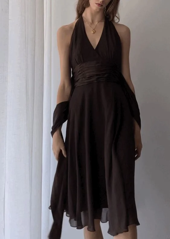 Best Deals v-neck dressElegant V Neck A-Line Chiffon Vintage Party Dress, DP2516