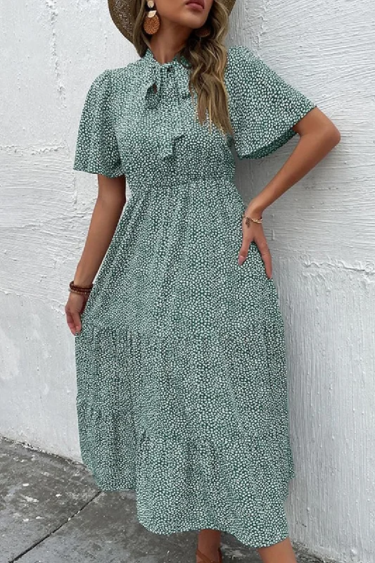 Act Fast form-fitting dressDOT RIBBON HIGH NECK RUFFLED CANCAN DRESS