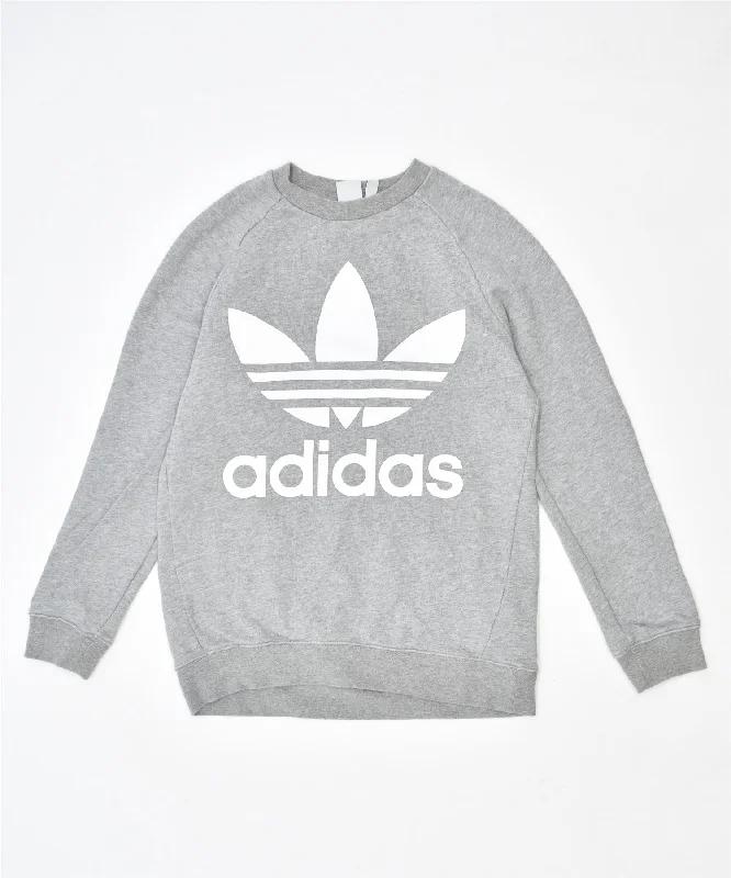 Clearance Event oversized hooded sweatshirtADIDAS Womens Graphic Sweatshirt Jumper UK 6 XS Grey Cotton