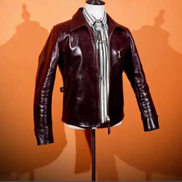 Great Deals YR!Free shipping.Luxury oil top grain horsehide coat.Mens 1930 Rider leather jacket.Burgundy Vintage leather Can Wear 50 years Great Deals YR!Free shipping.Luxury oil top grain horsehide coat.Mens 1930 Rider leather jacket.Burgundy Vintage leather Can Wear 50 years