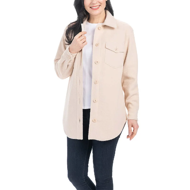 Special Savings Hilary Radley Women's Plus Classic Collar Button Down Soft Midweight Shirt Jacket