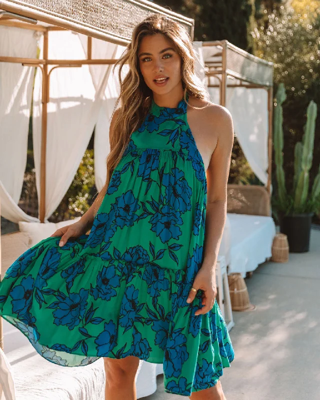 Members Only playful dressAmi Floral Backless Halter Mini Dress