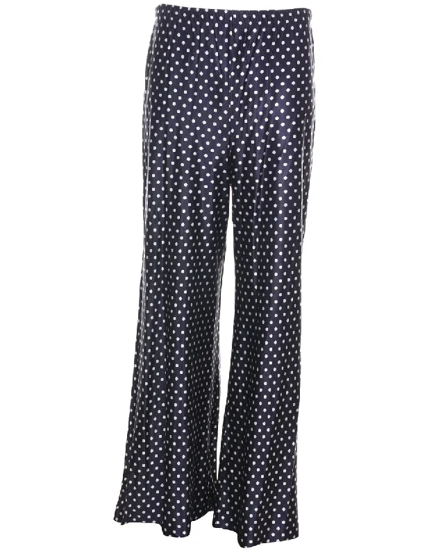 high-fashion coatPolka Dot Print Navy & White Flared Trousers - W26 L31