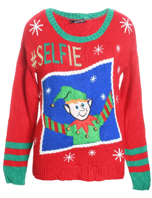 Super Bargain Festive Print Christmas Jumper - L