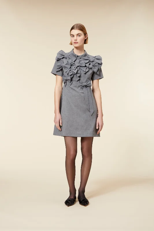 Flash Deals BOW BOUQUET WOOL POLO DRESS