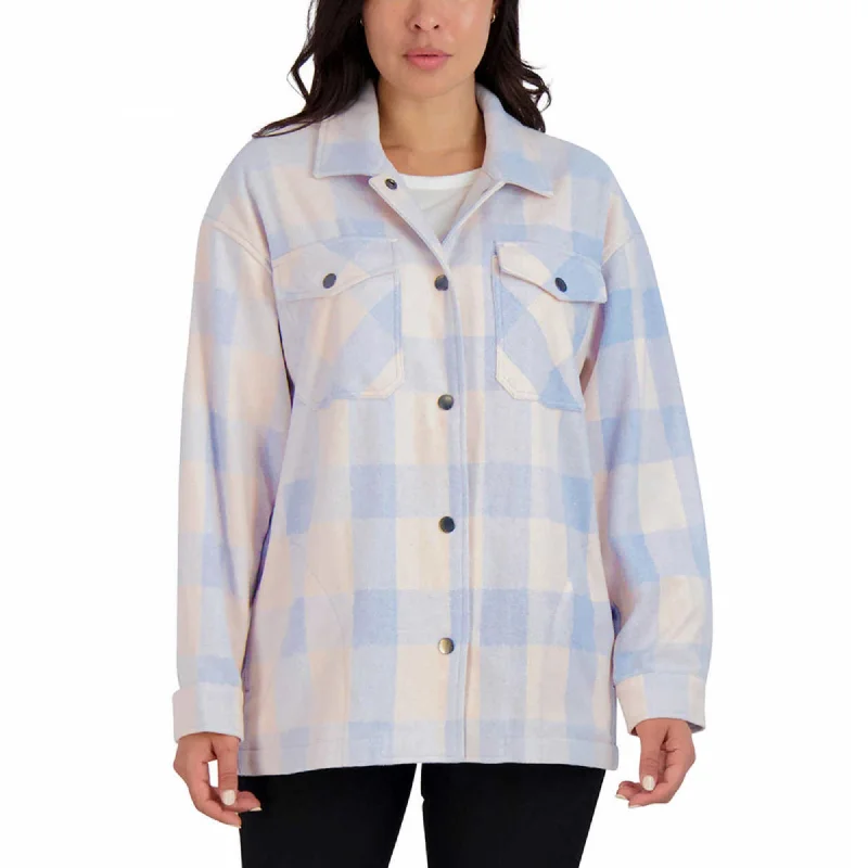 Special Price HFX Women's Relaxed Fit Front Snap Cozy Plaid Shirt Jacket