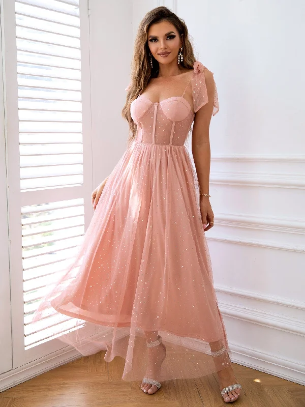 Price Slash Twilight Elegance Rhinestone Tulle Maxi Dress