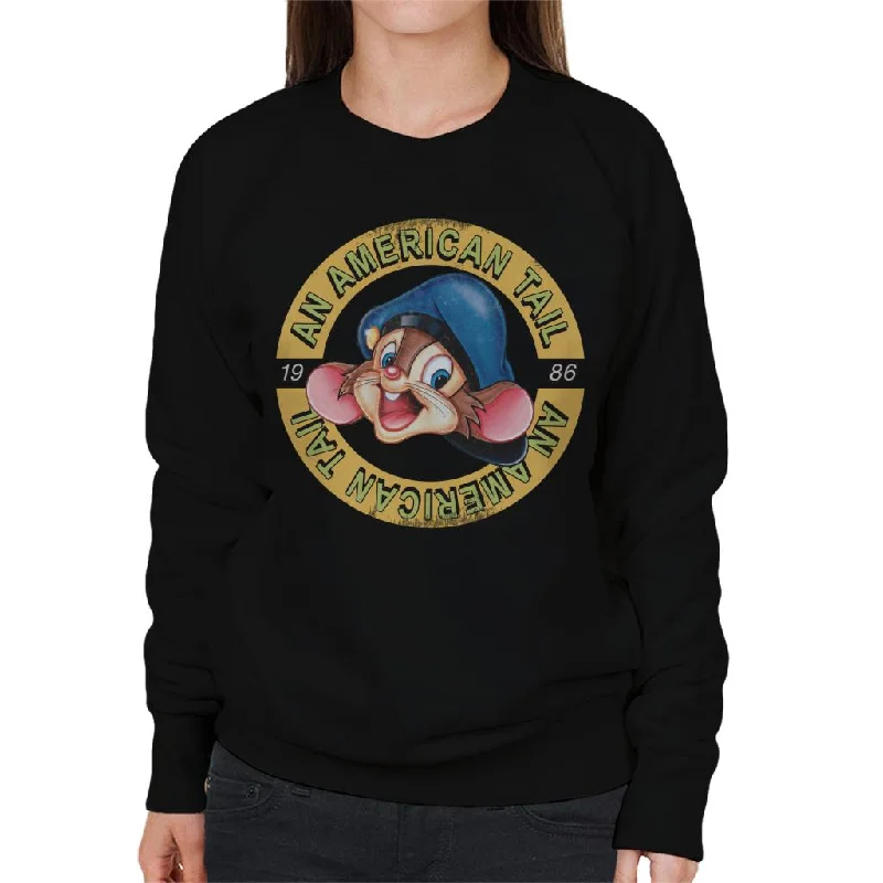 bold workout sweatshirtAn American Tail 1986 Fievel Mousekewitz Character Head Women's Sweatshirt