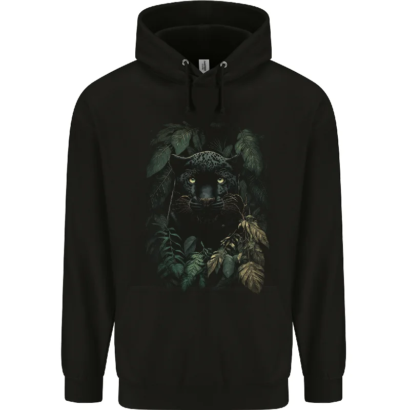 Closeout casual streetwear hoodieA Black Jaguar Wild Cat Mens 80% Cotton Hoodie