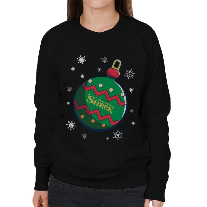 fitness lifestyle hoodieShrek Christmas Festive Bauble Winter Snowflakes Women's Sweatshirt