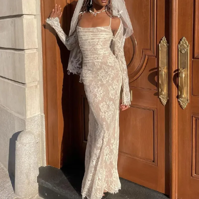 Super Savings casual evening dressWhite Floral Lace Mesh Spaghetti Straps Long Party Dress, DP2238 Super Savings casual evening dressWhite Floral Lace Mesh Spaghetti Straps Long Party Dress, DP2238