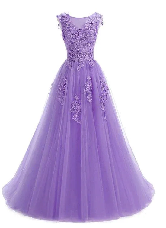 luxury dressBeautiful Lavender Tulle Long Prom Dress , A-Line Party Dress Y907