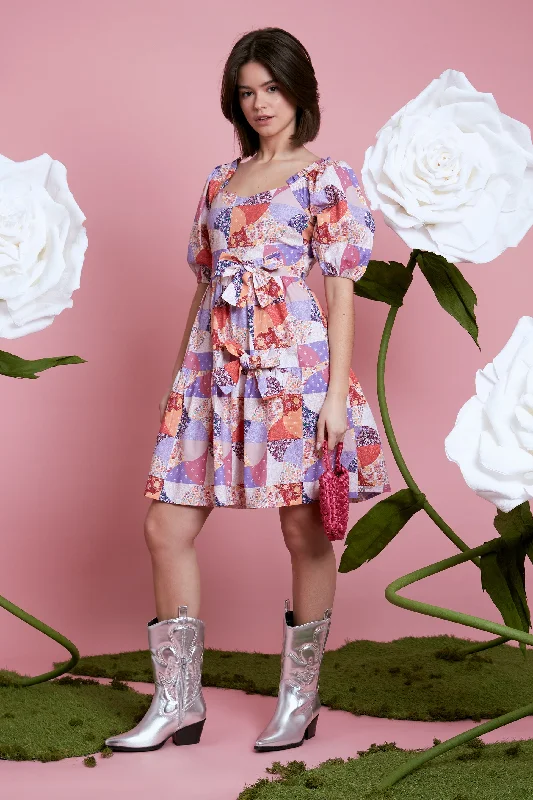 Exclusive Online Offer Florence Patchwork Print Dress - Pink