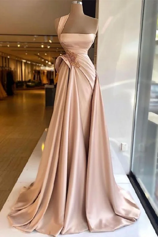 office dressGlamorous Satin Sleeveless Prom Dress Beaded Slim Fit Party Dress Y794